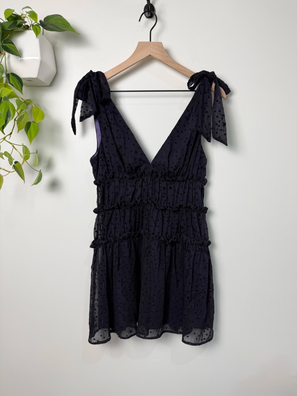 MAJORELLE Revolve Emmalyn Mini Dress Midnight Purple Star Print Size S Chiffon